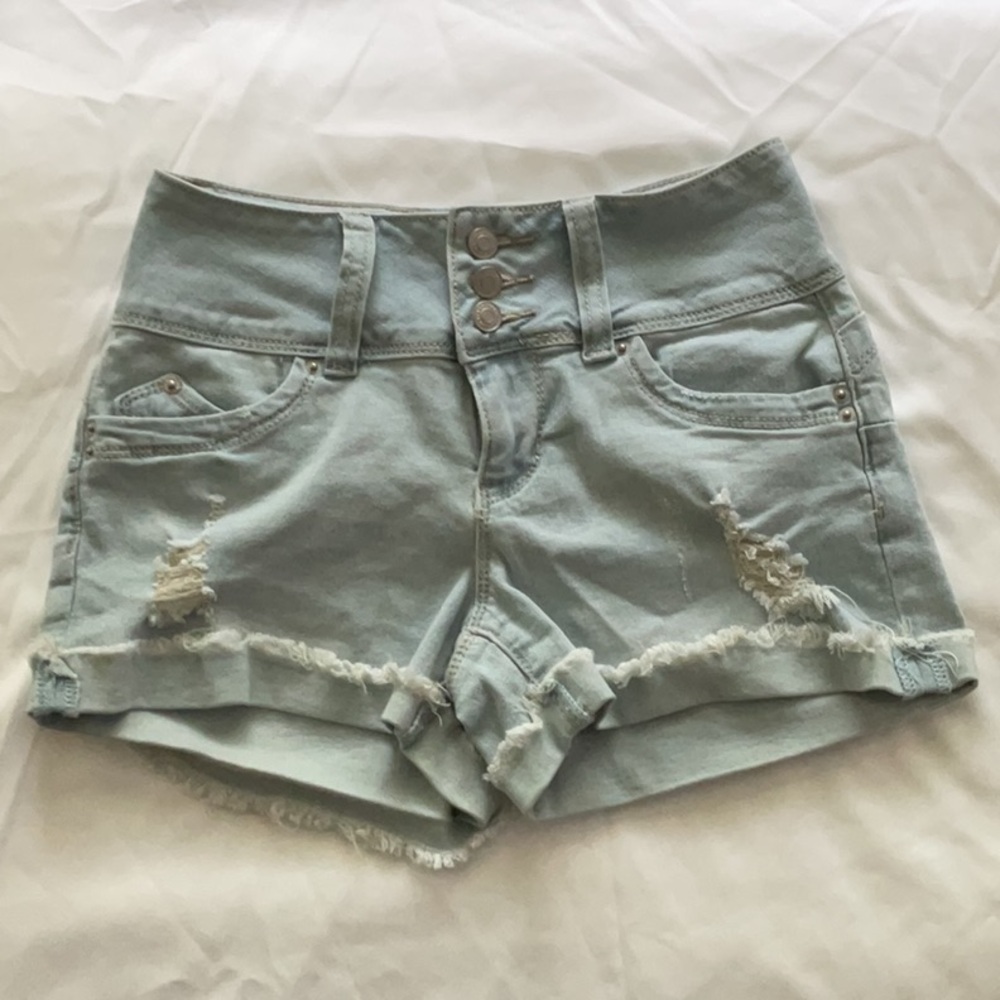 YMI Light Blue Denim Shorts Size 0
